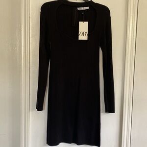 ZARA NWT Black Long Sleeve Casual Party Dress